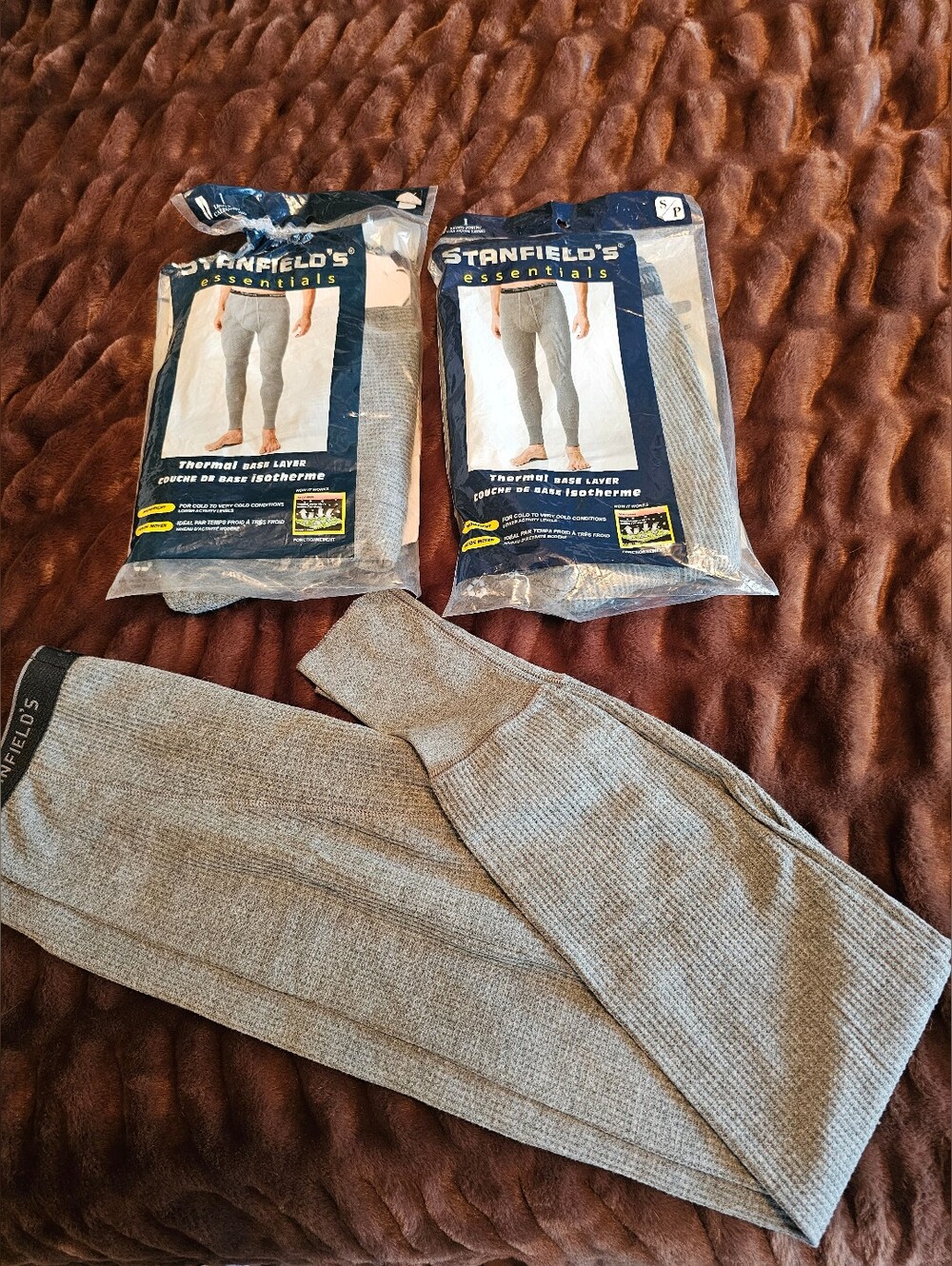 Stanfield's Essentials Thermal Base Layer Long Johns - Light Gray. 3 Pairs. Smal